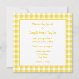 Convites Casamento de Gingham Country Summer Yellow
