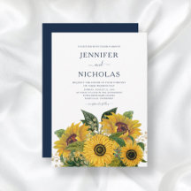 Casamento de Girassóis Azul-Navy Elegantes 