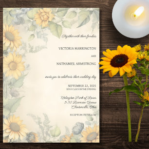 Convites Casamento de Girassóis e Videiras Rústicos