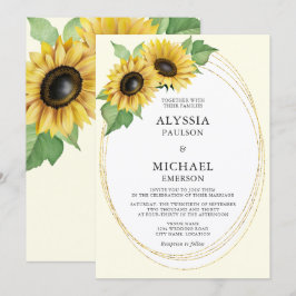 Convites Casamento de Girassóis Elegante e Simples