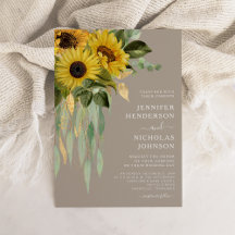 Casamento de Girassóis Florais Bege Elegante 