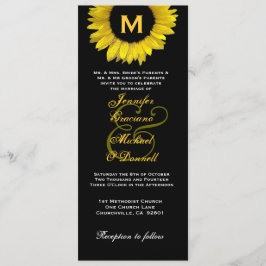 Convites Casamento de Girassol Amarelo e Negro