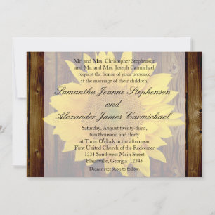 Convites Casamento de Girassol Amarelo Marrom Tarde Verão