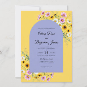 Convites Casamento de Girassol Amarelo Vinca Eucalipto