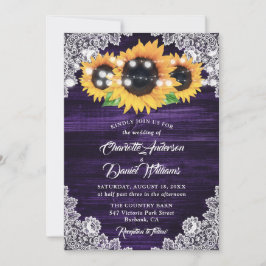 Convites Casamento de Girassol de Renda Floral de Madeira R