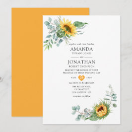 Convites Casamento de Girassol Eucalipto Boho