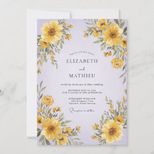 Convites Casamento de Girassol Lilás Amarelo Eucalipto