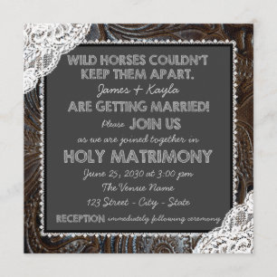 Convites Casamento de Giz de Loja de Couro e Renda