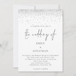 Convites Casamento de Glam de Silver Glitter do Script Eleg