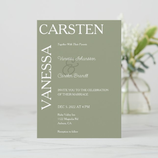 Convites Casamento de Glam Moderno Simplístico (Em pé/Frente)
