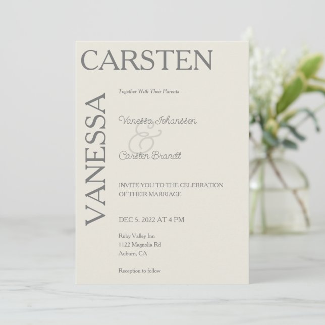 Convites Casamento de Glam Moderno Simplístico (Em pé/Frente)