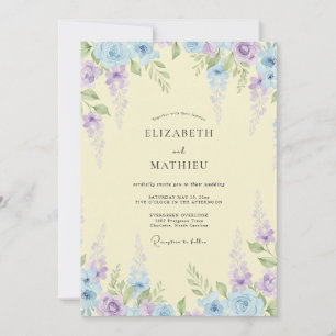 Convites Casamento de glicínias celestiais creme