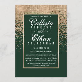 Convites Casamento de Glitter Confetti Dourado Verde da Flo