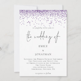 Convites Casamento de Glitter Confetti Silver Script Elegan