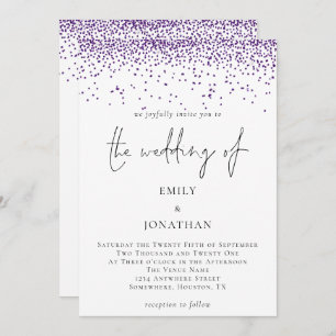 Convites Casamento de Glitter Confetti Silver Script Elegan