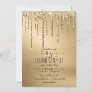 Convites Casamento de Glitter Dourado Luxury Sparkly