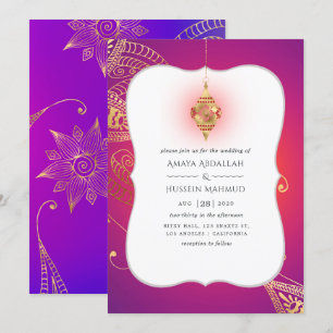 Convites Casamento de Gold Foil Arabian Bollywood