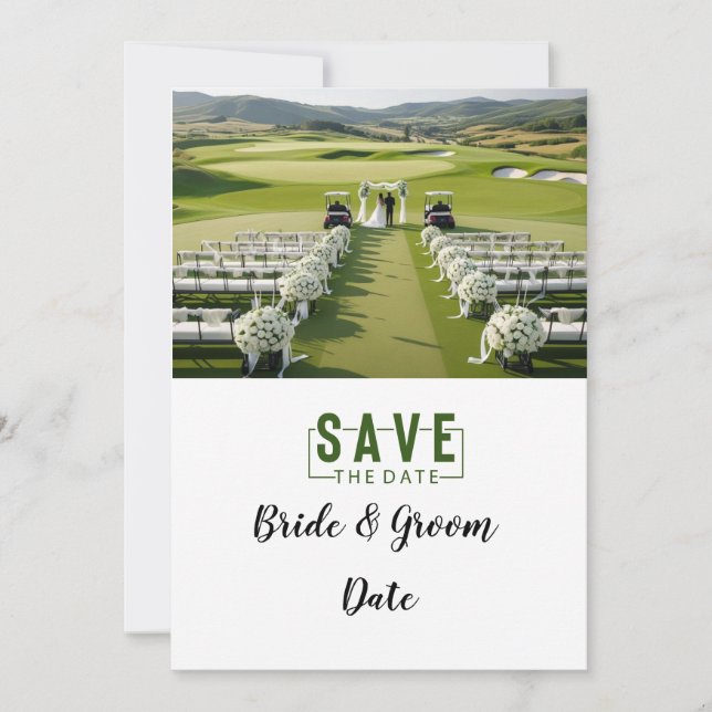 Convites Casamento de Golfe com noiva e noivo (Frente)