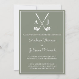Convites Casamento de Golfe em Verde Salvia