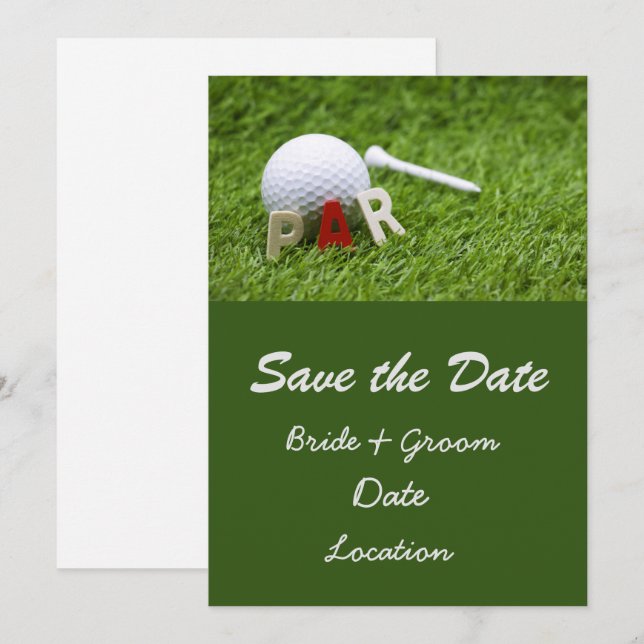 Convites Casamento de golfe salvar a data par para combinar (Frente/Verso)
