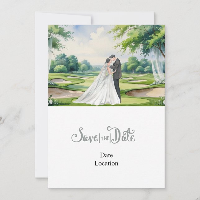 Convites Casamento de Golfe Save the Date tema de golfe  (Frente)