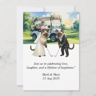 Convites Casamento de Golfe temático para Amantes de Gatos