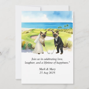 Convites Casamento de Golfe temático para Amantes de Gatos