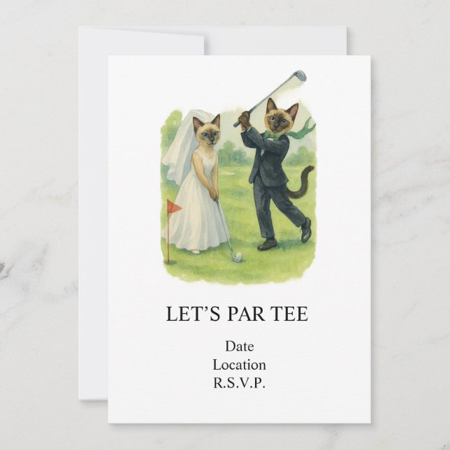 Convites Casamento de Golfe Vamos Par tI para amantes de ga (Frente)