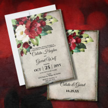 Casamento de Gótico de Cinza Vermelho Floral Verme
