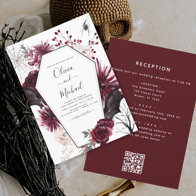 Convites Casamento de Gótico de Código QR para o Dia das Br (Criador carregado)