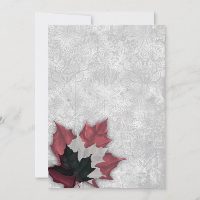 Convites Casamento de Gótico de Folhas Vermelhas e Negras (Frente)