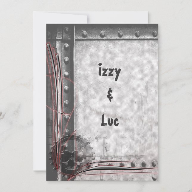 Convites Casamento de Gótico Gearhead Skull Rockabilly Grun (Frente)