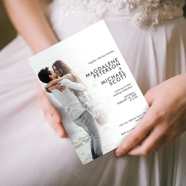 Convites Casamento de Gradação Branca com Tipografia Pessoa (Criador carregado)