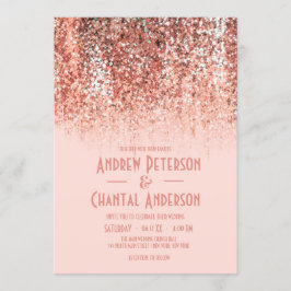 Convites Casamento de Gradação de Lâminas Douradas Rosa