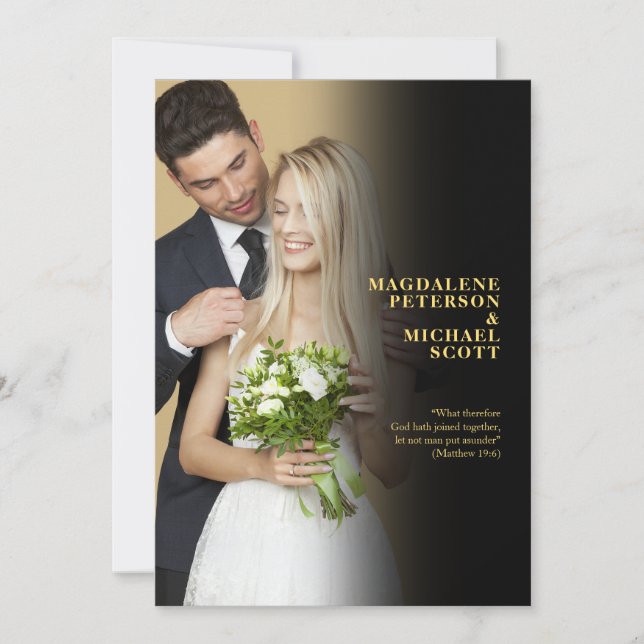 Convites Casamento de Gradação Preta com Foto Pessoal (Frente)