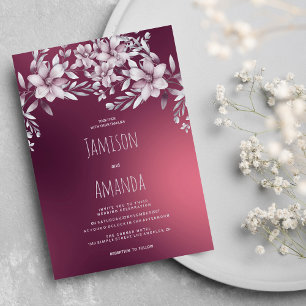 Convites Casamento de gradiente floral branco botânico