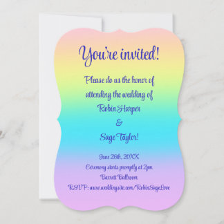 Convites Casamento de Gradiente Grande Pastel Rainbow