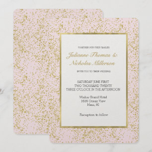Convites Casamento de Gráfico de Blush Confetti, Dourado Co