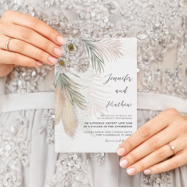 Convites Casamento de Grama das Pampas em Aquarela & Floral