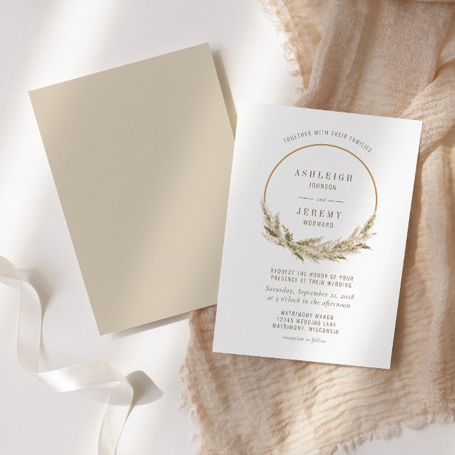 Convites Casamento de Grama de Pampas Boho Hoop (Criador carregado)