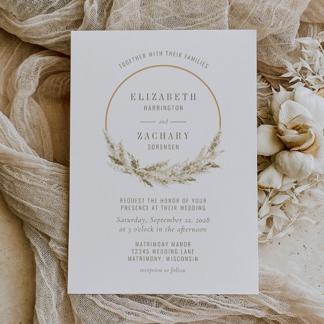 Convites Casamento de Grama de Pampas Boho Hoop (Criador carregado)
