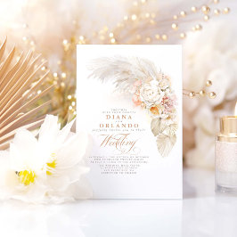 Convites Casamento de Grama de Pampas Botânicas Flores de P