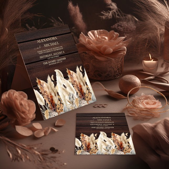 Convites Casamento de Grama de Pampas de Caixas Aquáticas (Criador carregado)