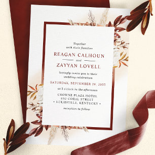 Convites Casamento de Grama de Pampas Floral Rústica de Ter