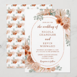 Convites Casamento de Grama de Pampas Terracota Boho