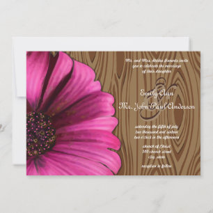 Convites Casamento de Grãos de Madeira Daisy Daisy Fuchsia