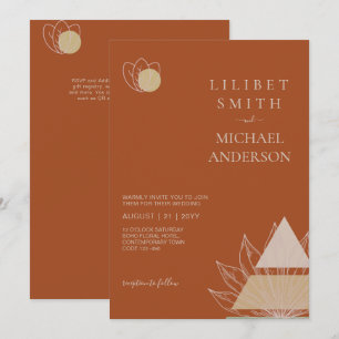Convites Casamento de Grass Abstrato Terracotta Pampas