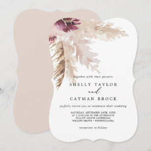 Convites Casamento de Grass Boho Pampas
