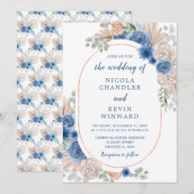 Casamento de Grass Boho Pampas Azul