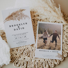 Convites Casamento de Grass Boho Pampas Minimalista Moderno